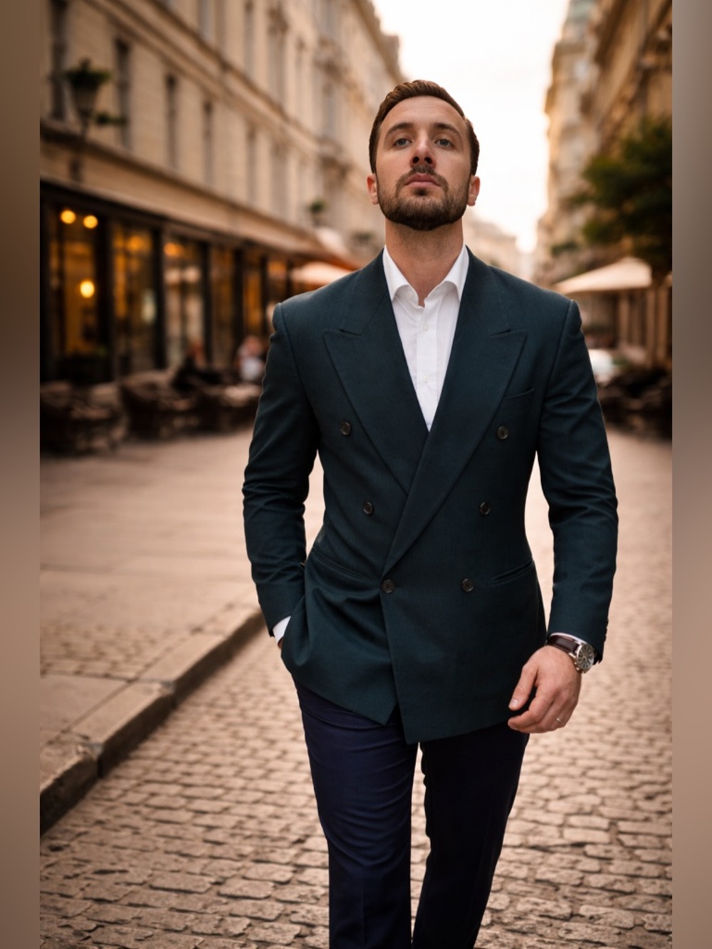 Valentino Uomo Blazer Sz 48 Green Wool Double Breasted Jacket Italy Luxury Men M